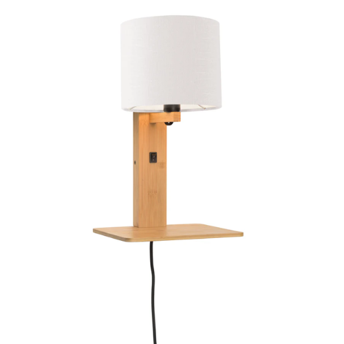 Good&Mojo Wandlamp Andes bamboe nat. plank/kap 18x15cm ecolin. wit